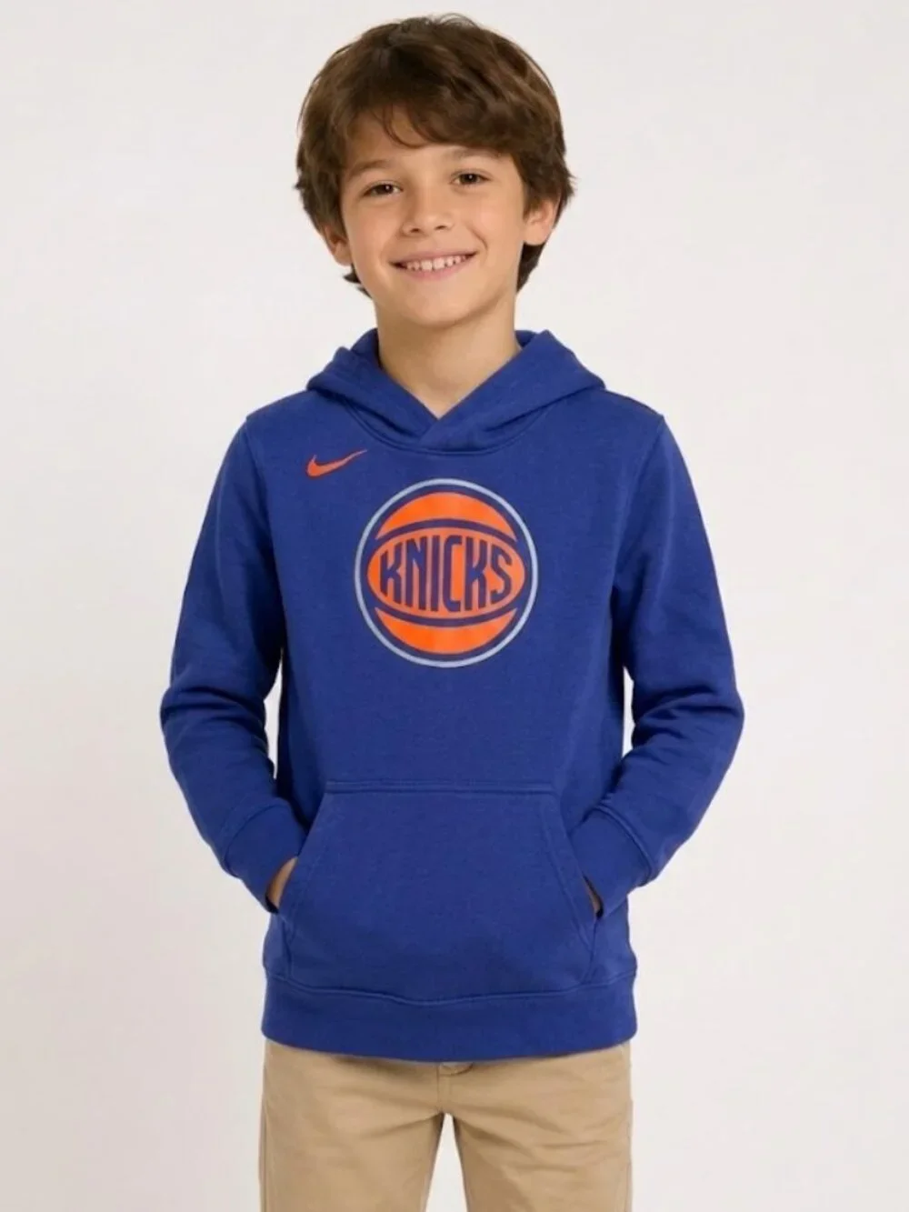 Nike New York Knicks Club Ball Logo Hoodie Blue Youth M 10/12
